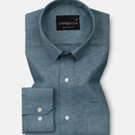 Harbor Steel Teal Plain Premium Linen Shirt - John Ellies