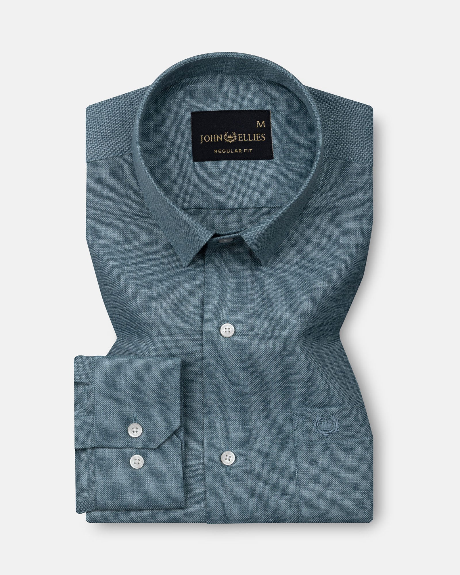 Harbor Steel Teal Plain Premium Linen Shirt - John Ellies