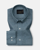 Harbor Steel Teal Plain Premium Linen Shirt