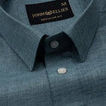 Harbor Steel Teal Plain Premium Linen Shirt - John Ellies