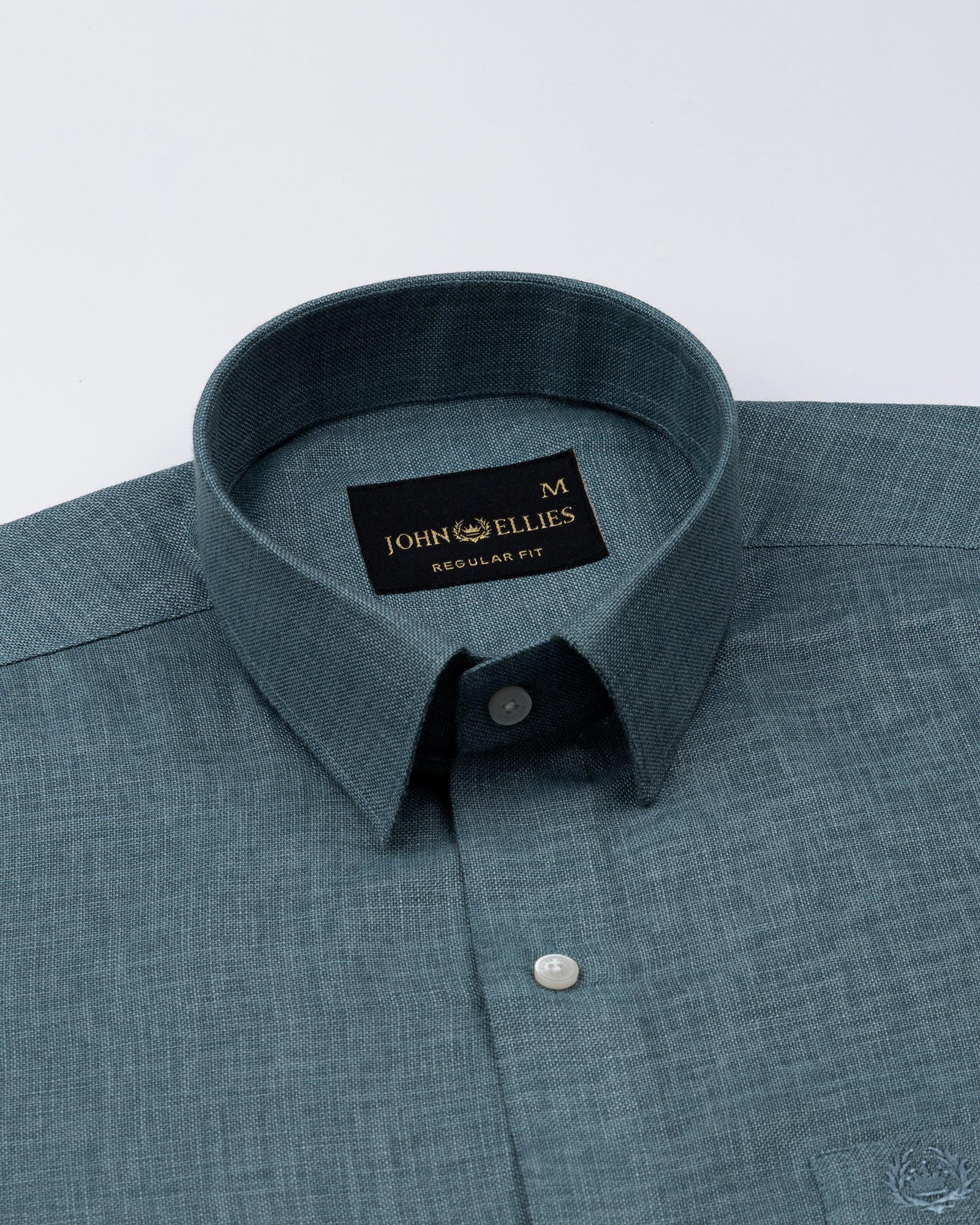 Harbor Steel Teal Plain Premium Linen Shirt - John Ellies