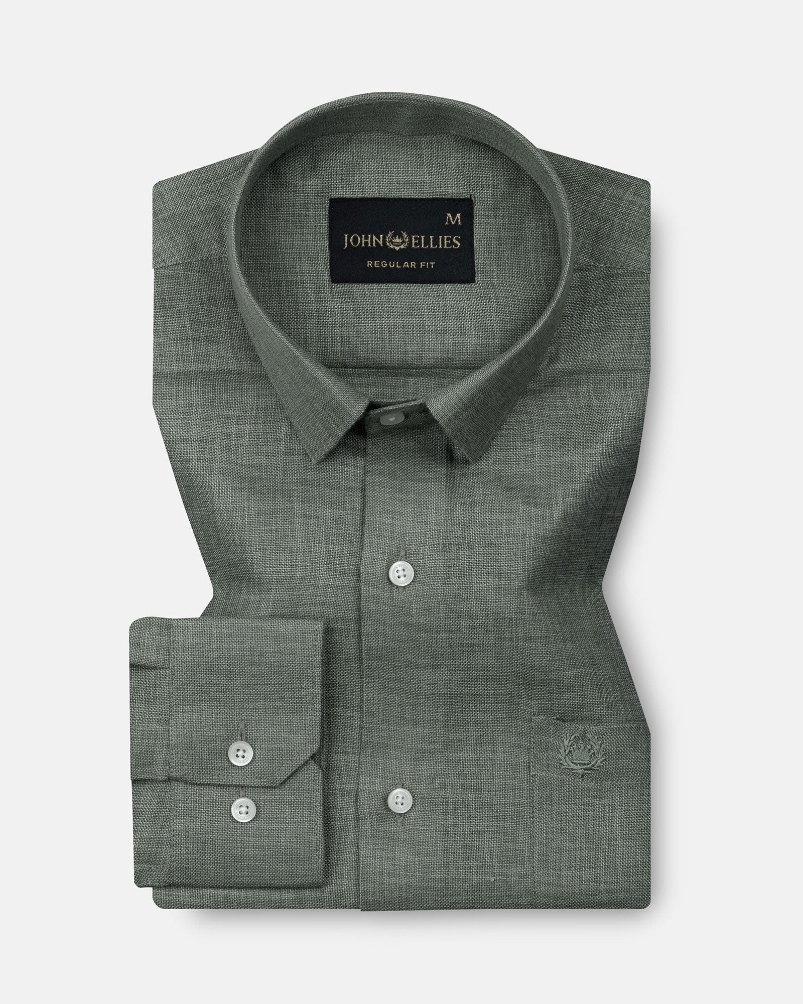 Harbor Olive Plain Premium Linen Shirt - John Ellies