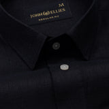 Harbor Black Plain Premium Linen Shirt - John Ellies