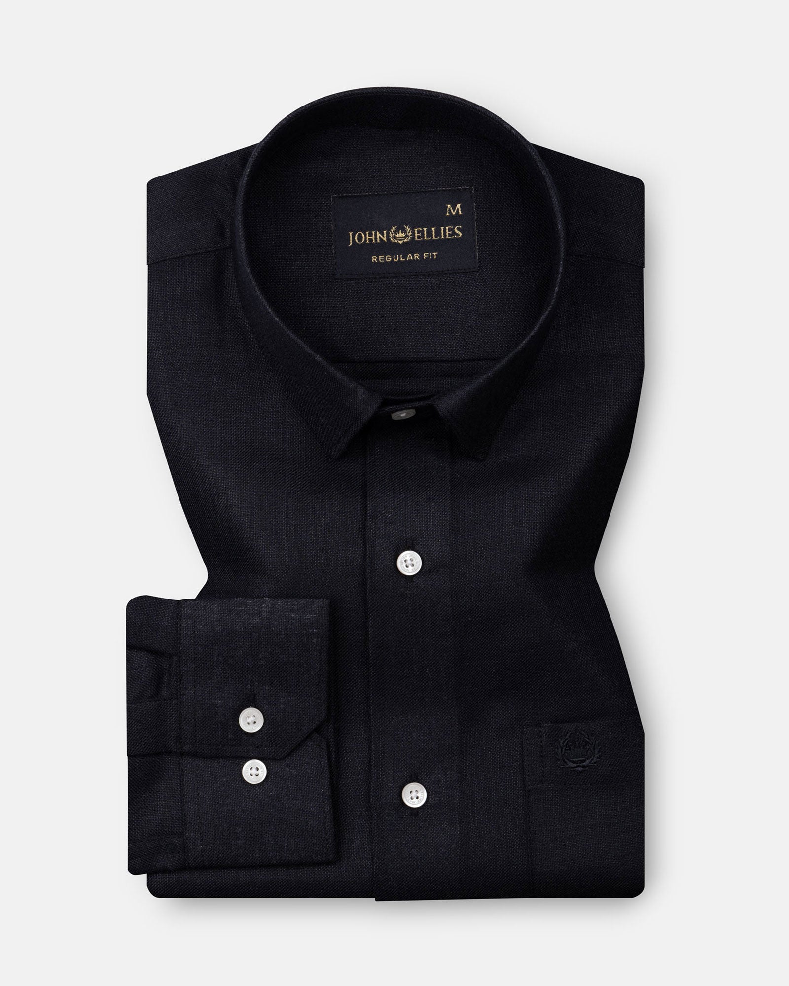 Harbor Black Plain Premium Linen Shirt - John Ellies