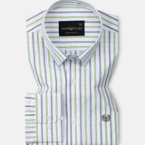 Breeze Green & Black Stripes Cotton Shirt - John Ellies