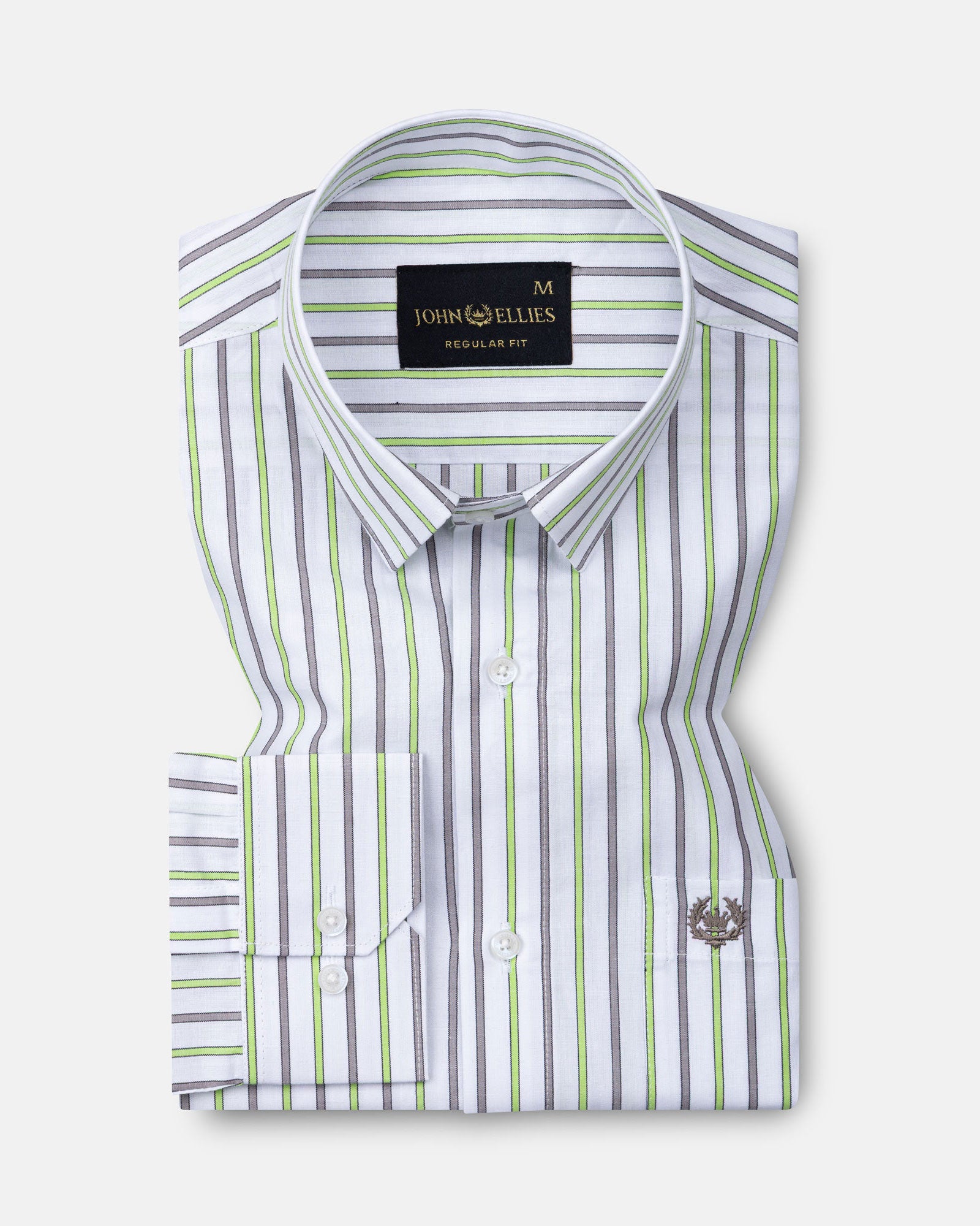 Breeze Green & Black Stripes Cotton Shirt - John Ellies