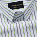 Breeze Green & Black Stripes Cotton Shirt - John Ellies