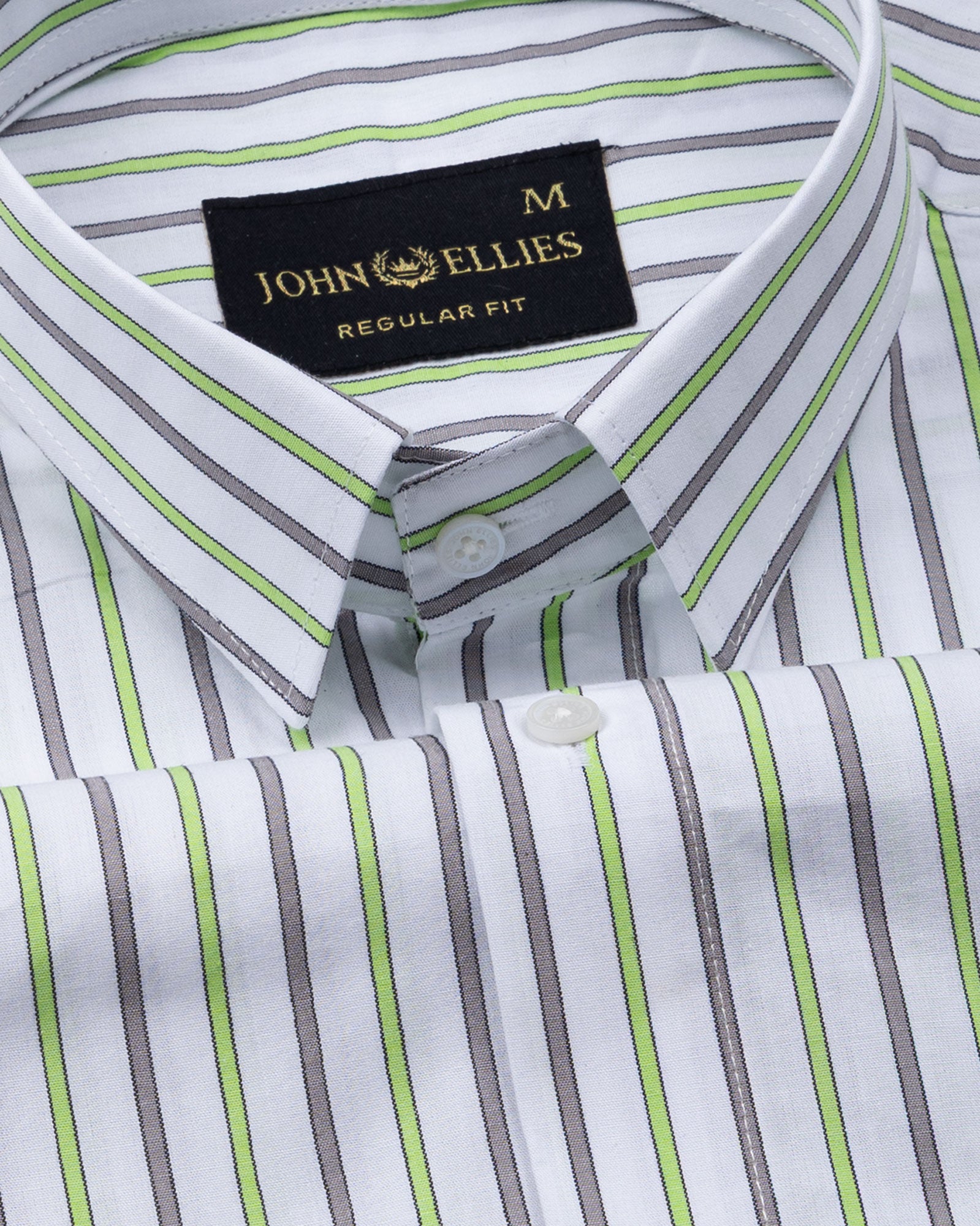 Breeze Green & Black Stripes Cotton Shirt - John Ellies