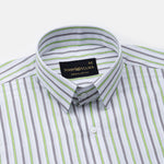 Breeze Green & Black Stripes Cotton Shirt - John Ellies