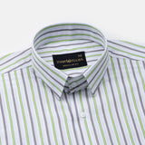 Breeze Green & Black Stripes Cotton Shirt - John Ellies