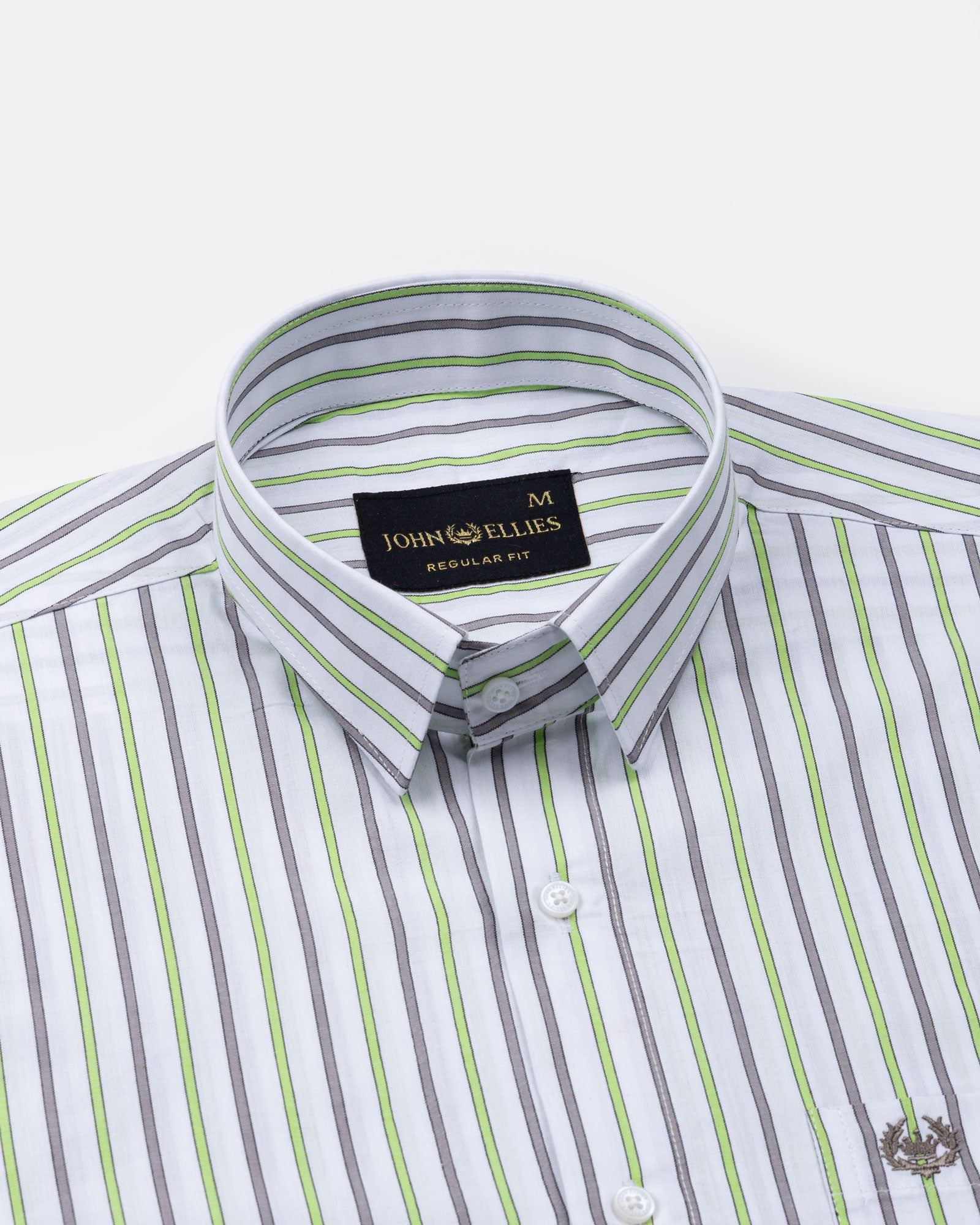 Breeze Green & Black Stripes Cotton Shirt - John Ellies