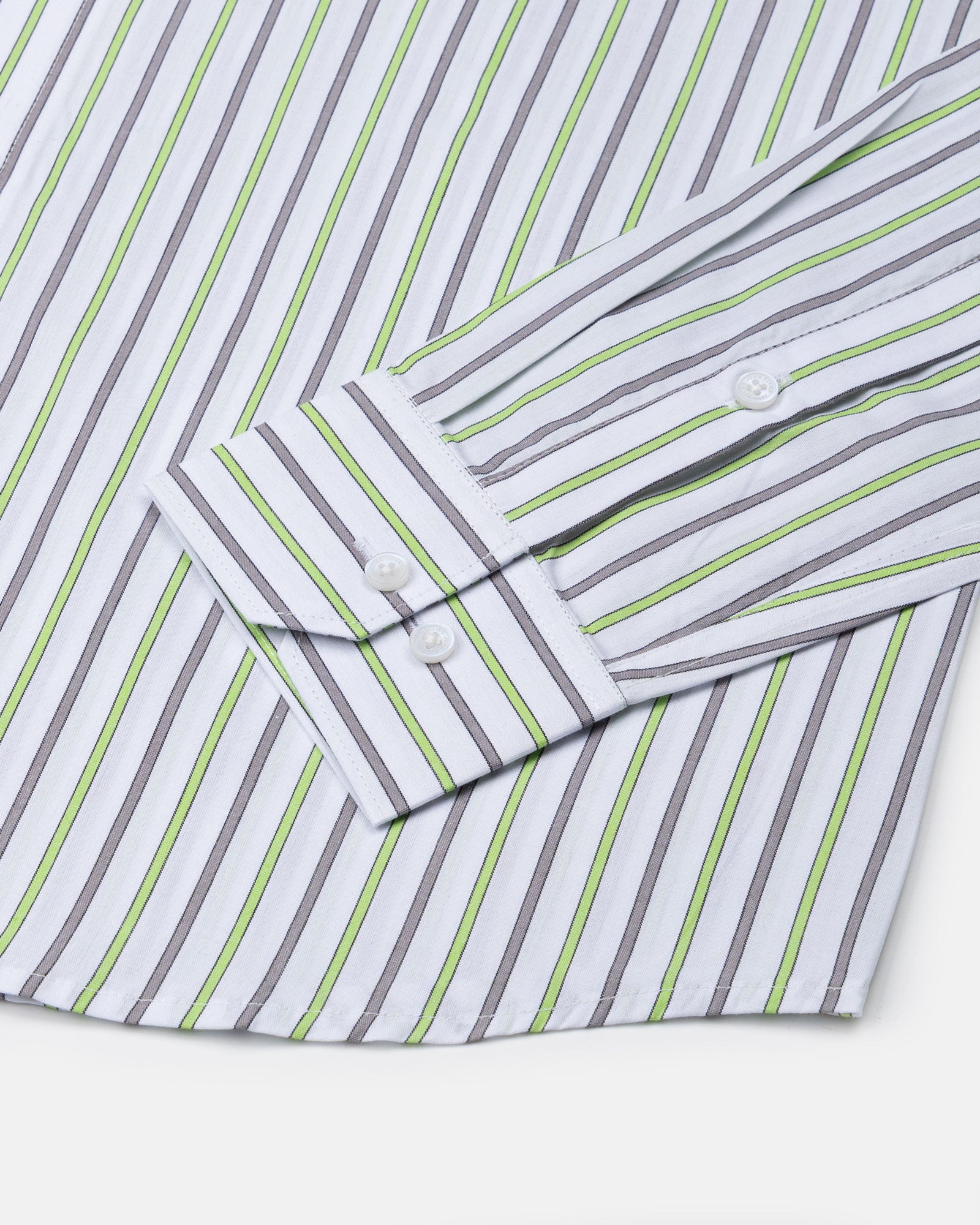 Breeze Green & Black Stripes Cotton Shirt - John Ellies