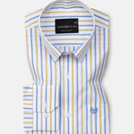 Breeze Blue & Yellow Stripes Cotton Shirt - John Ellies