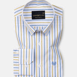 Breeze Blue & Yellow Stripes Cotton Shirt - John Ellies