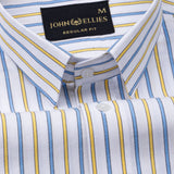 Breeze Blue & Yellow Stripes Cotton Shirt - John Ellies
