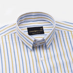 Breeze Blue & Yellow Stripes Cotton Shirt - John Ellies