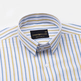 Breeze Blue & Yellow Stripes Cotton Shirt - John Ellies
