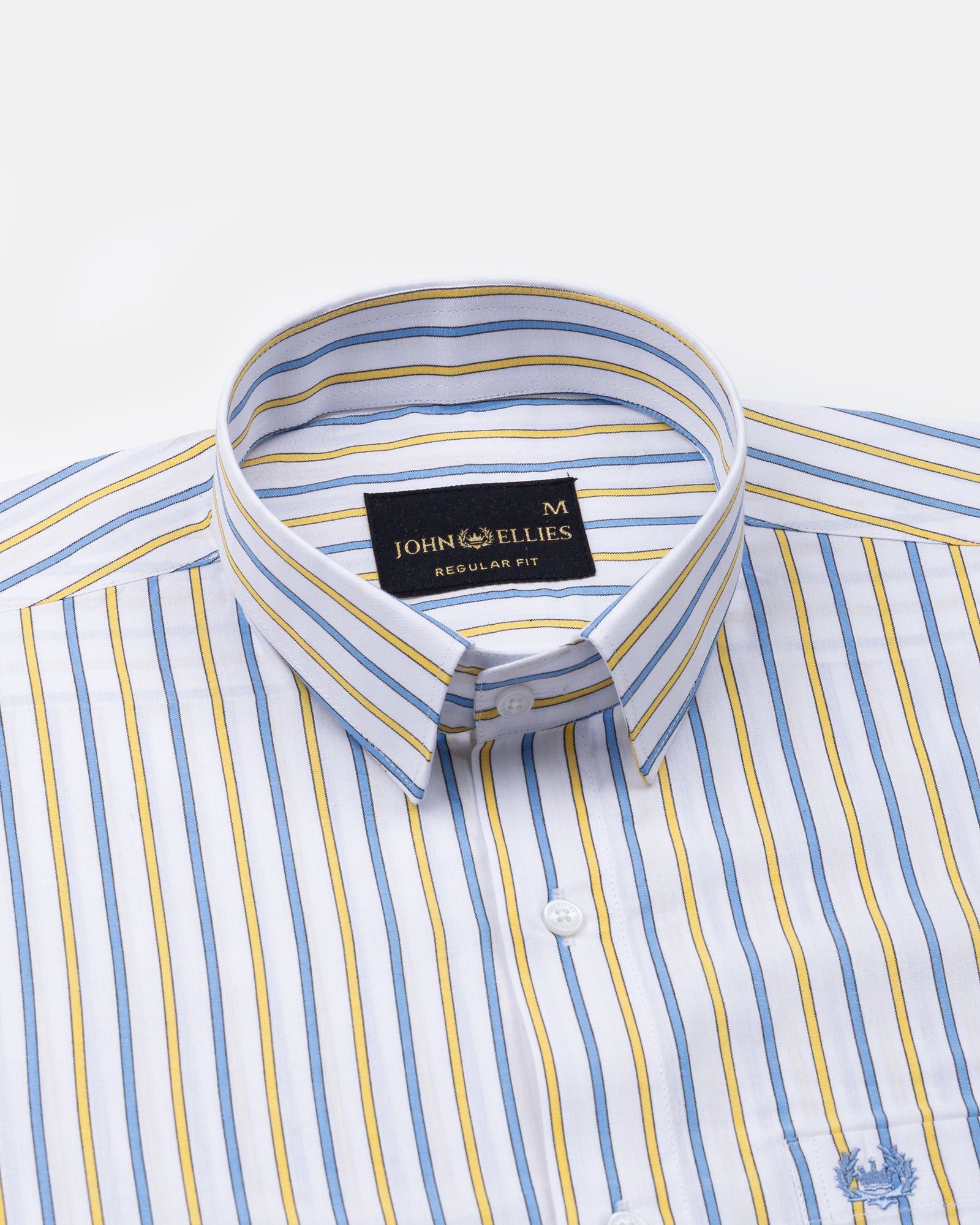 Breeze Blue & Yellow Stripes Cotton Shirt - John Ellies