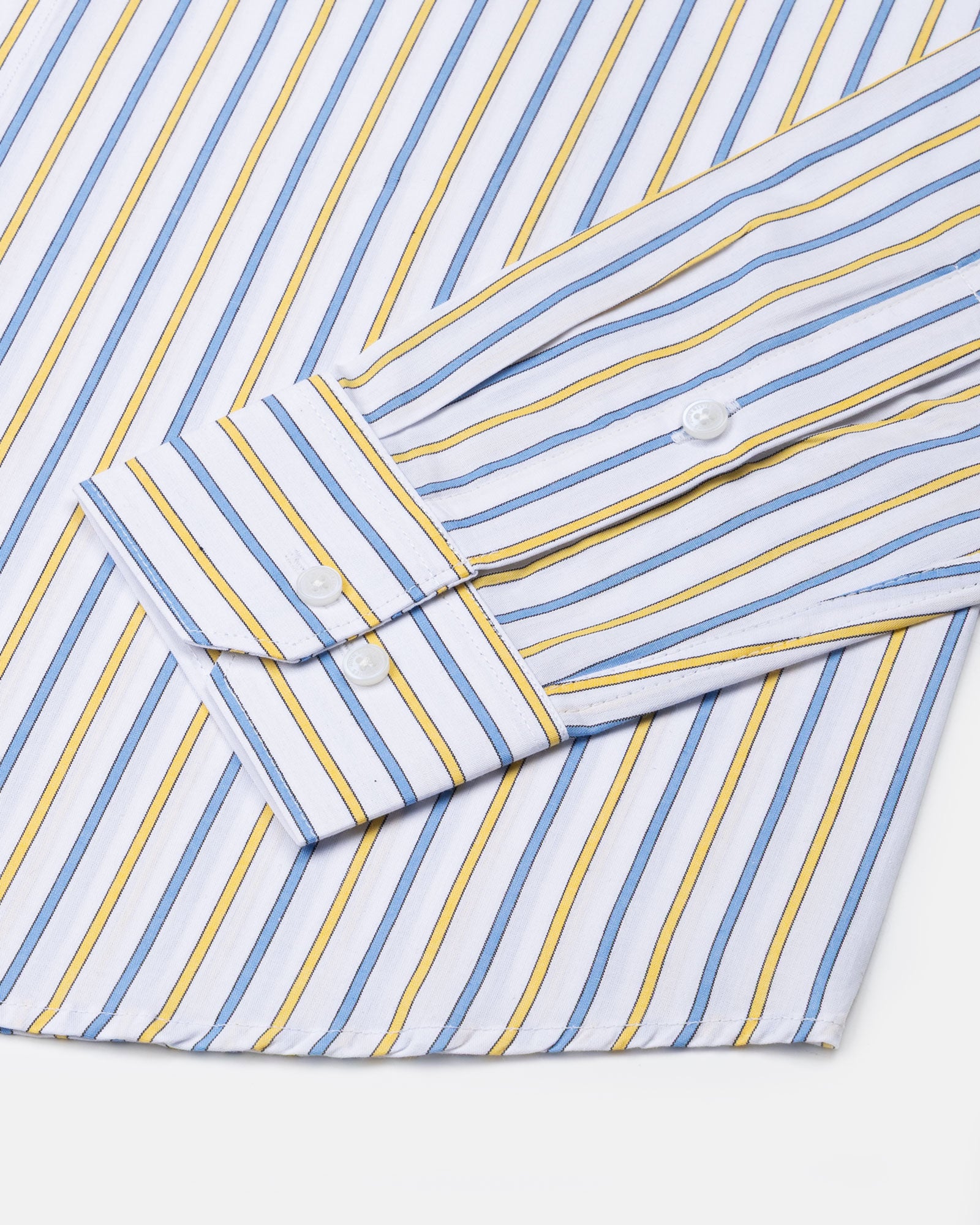 Breeze Blue & Yellow Stripes Cotton Shirt - John Ellies