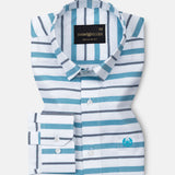 Breeze Teal Stripes Cotton Shirt - John Ellies