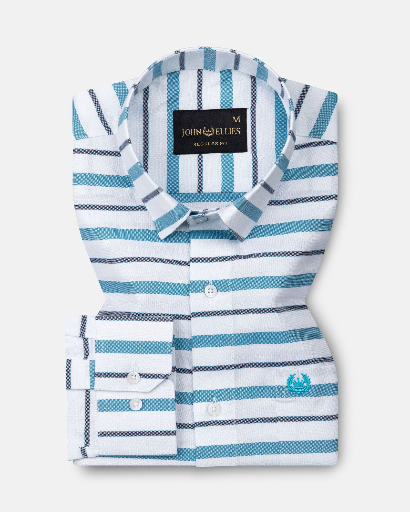 Breeze Teal Stripes Cotton Shirt - John Ellies