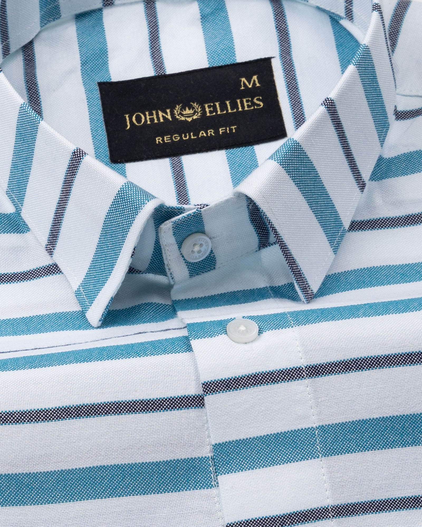 Breeze Teal Stripes Cotton Shirt - John Ellies