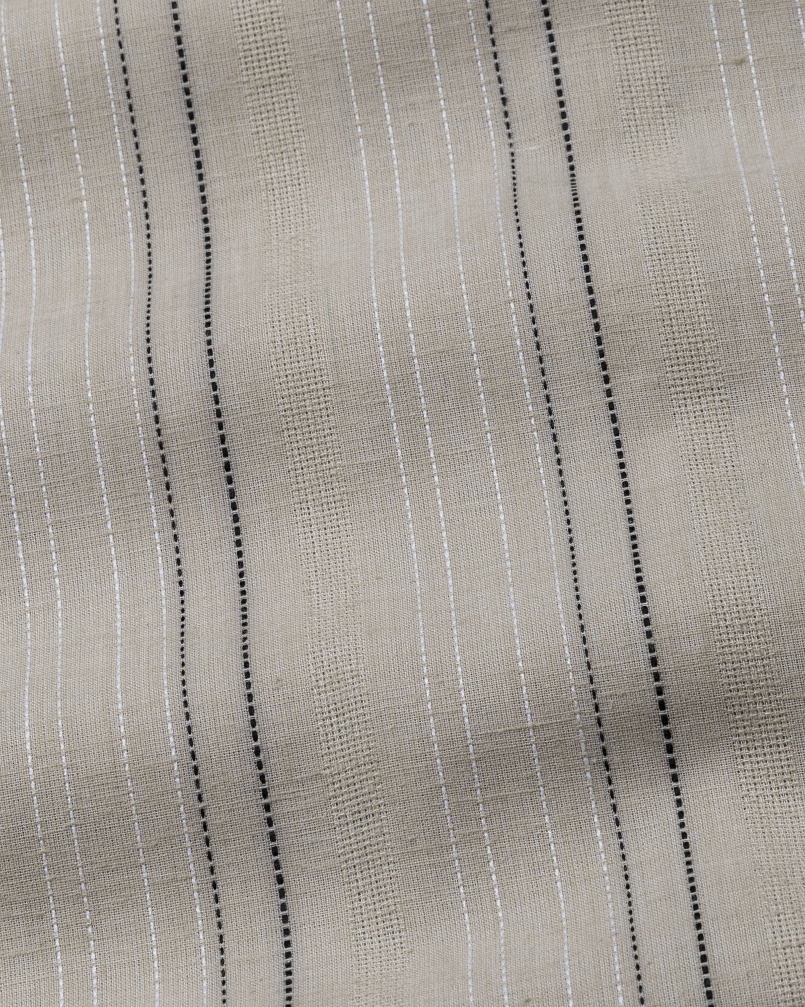 Solece Beige Stripe Button Down Linen Shirt - John Ellies