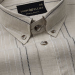Solece Beige Stripe Button Down Linen Shirt - John Ellies