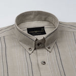 Solece Beige Stripe Button Down Linen Shirt - John Ellies