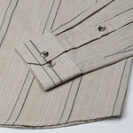 Solece Beige Stripe Button Down Linen Shirt - John Ellies