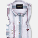 Solece Maroon Stripe Button Down Linen Shirt - John Ellies