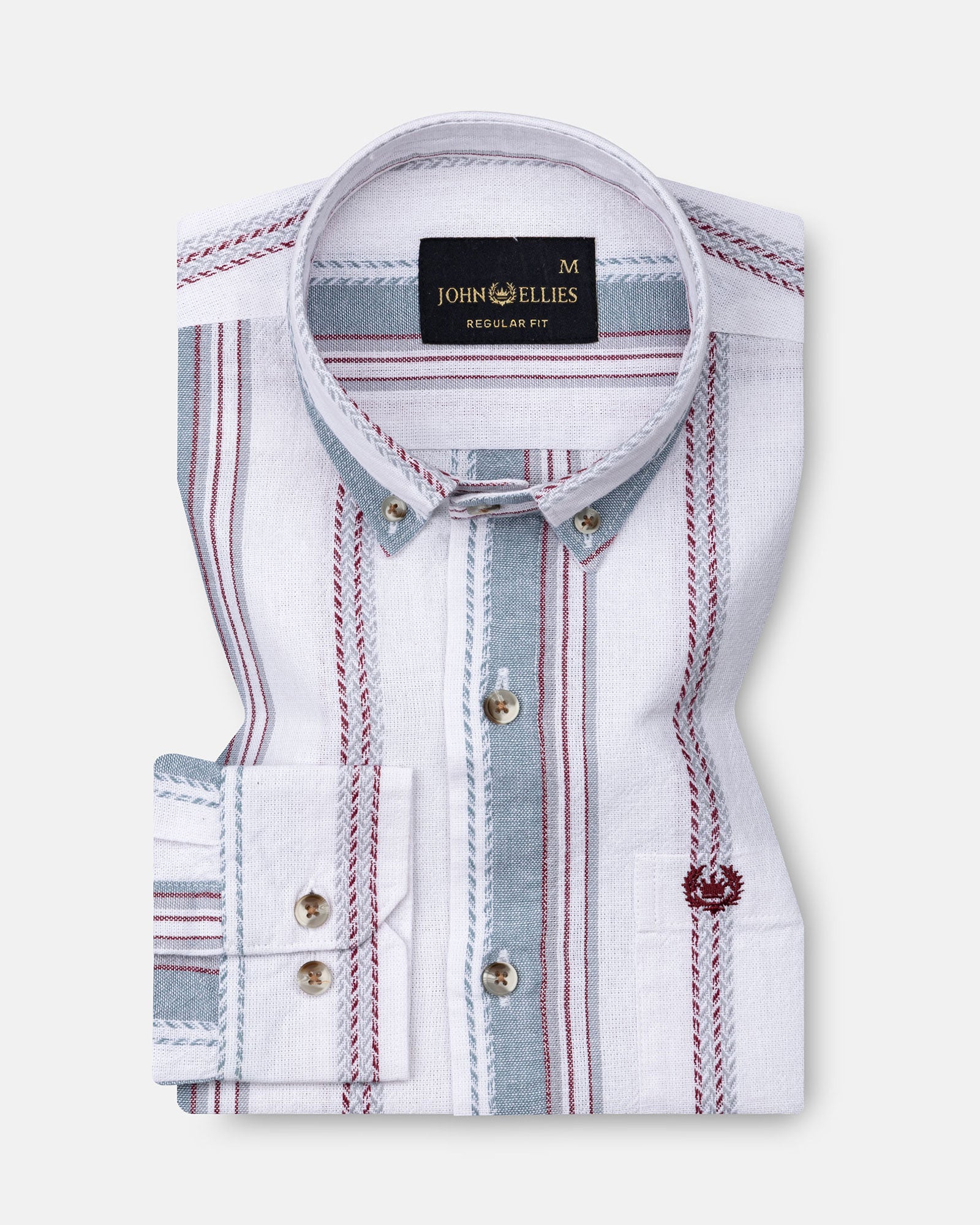 Solece Maroon Stripe Button Down Linen Shirt - John Ellies