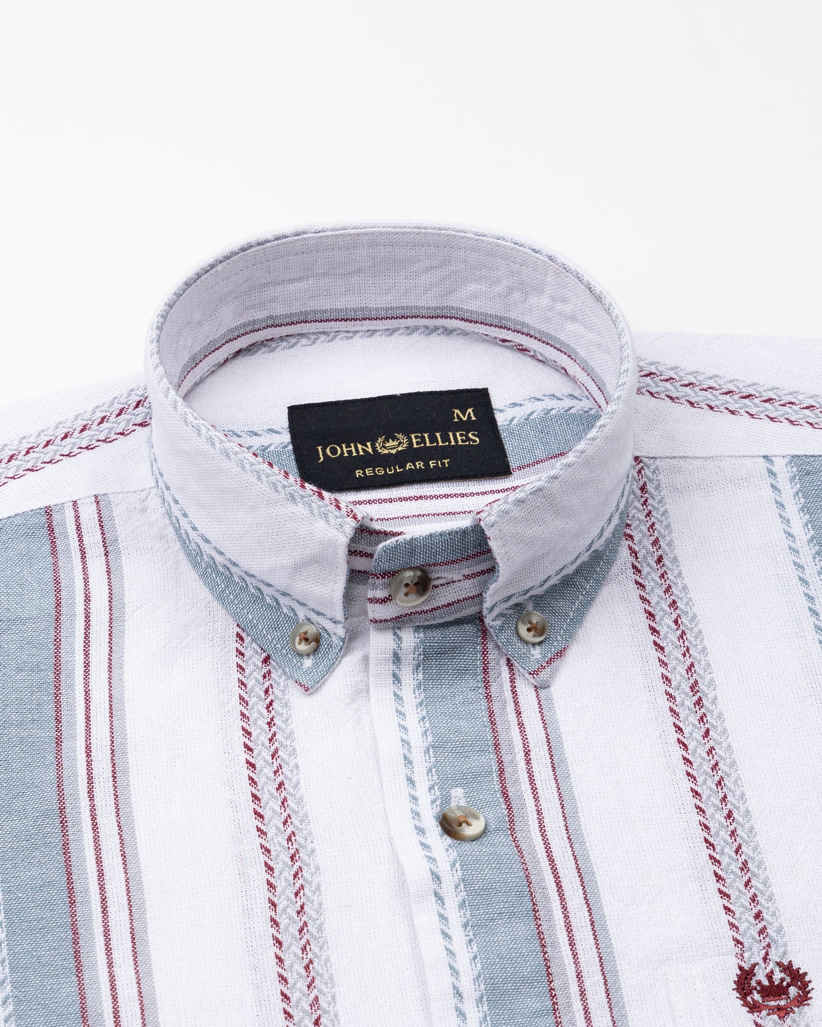 Solece Maroon Stripe Button Down Linen Shirt - John Ellies