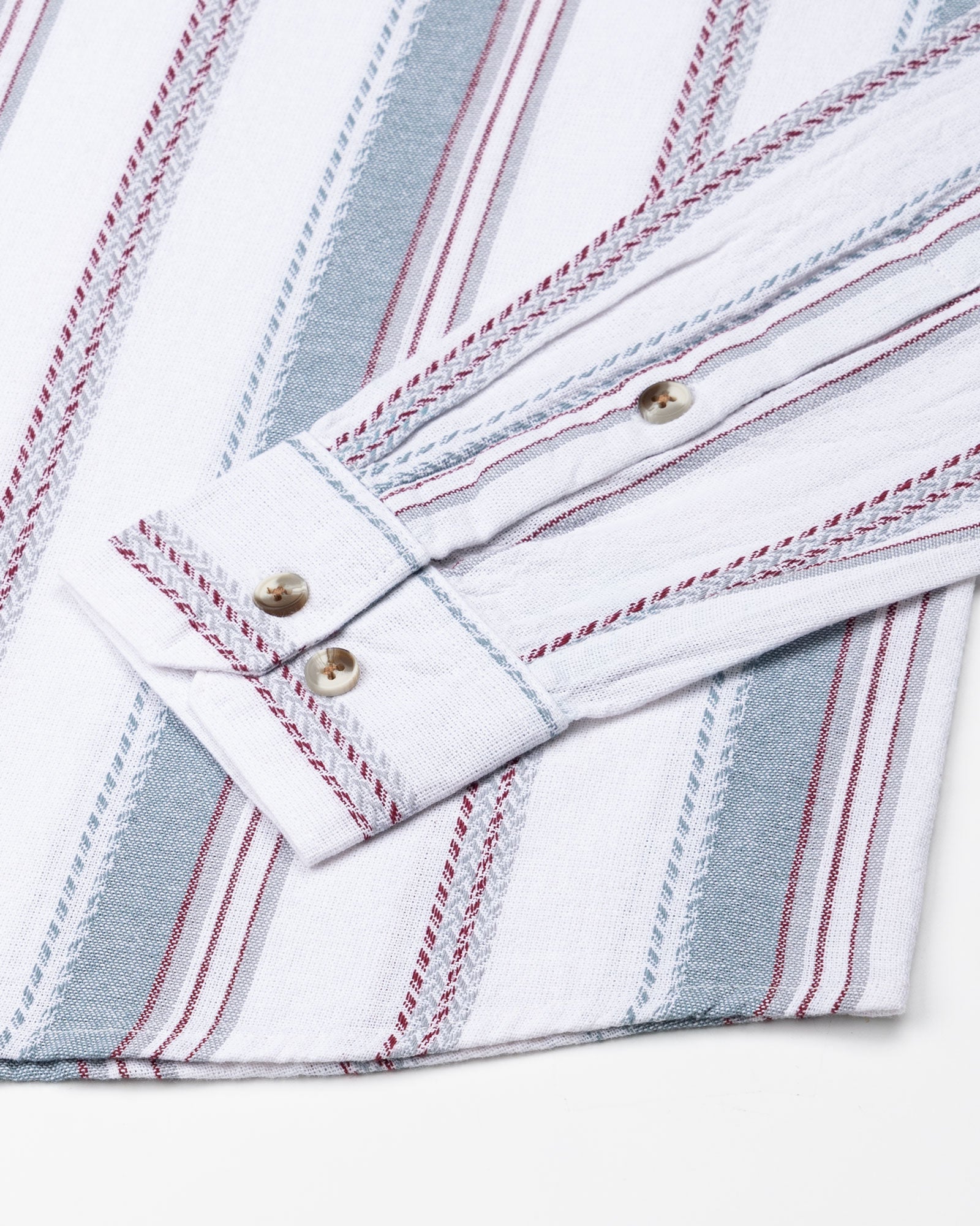 Solece Maroon Stripe Button Down Linen Shirt - John Ellies