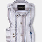 Solece Tan Stripe Button Down Linen Shirt - John Ellies