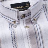 Solece Tan Stripe Button Down Linen Shirt - John Ellies