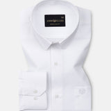 Paxrul White Plain Oxford Cotton Shirt - John Ellies