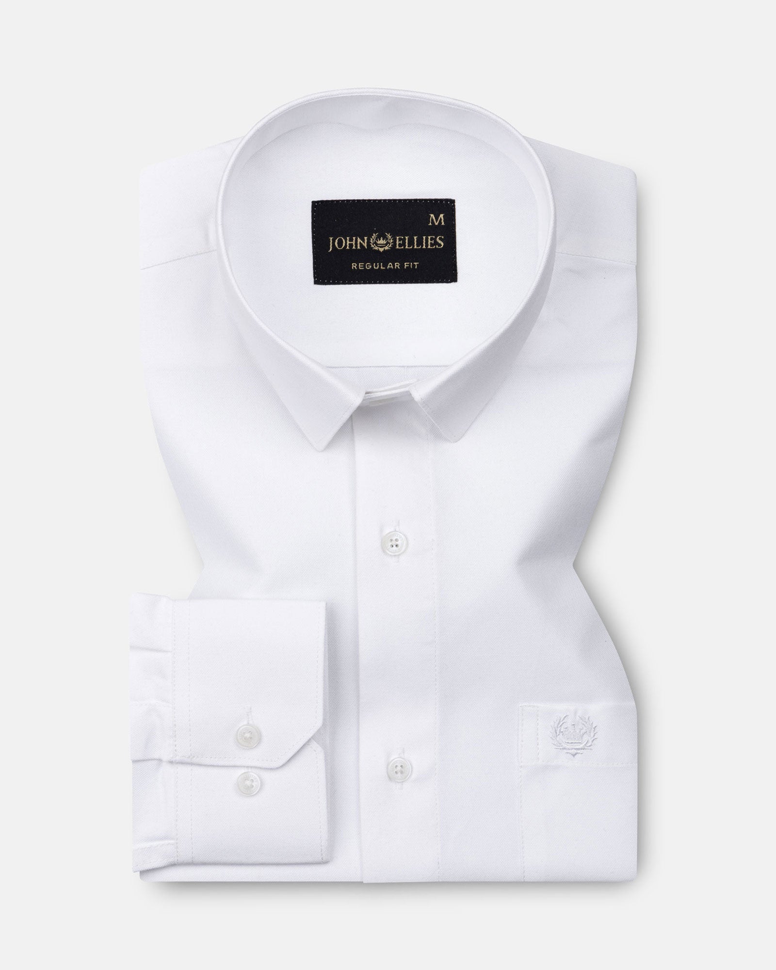 Paxrul White Plain Oxford Cotton Shirt - John Ellies