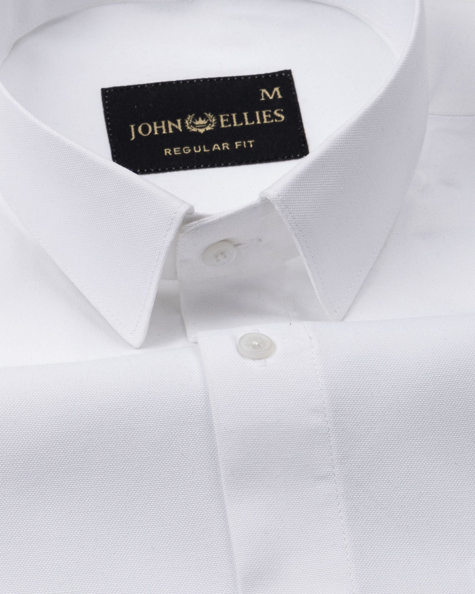 Paxrul White Plain Oxford Cotton Shirt - John Ellies