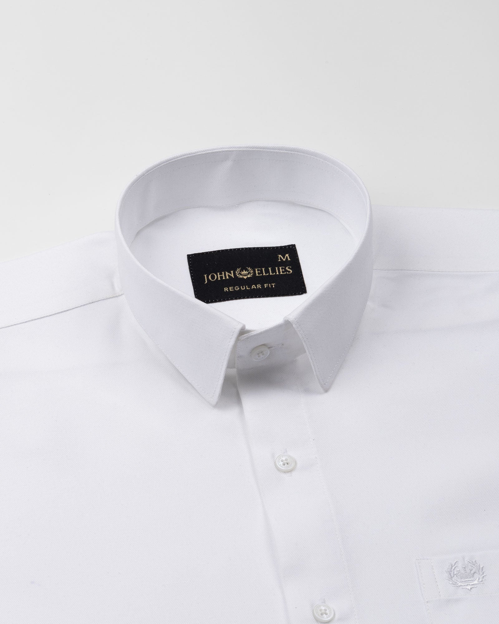 Paxrul White Plain Oxford Cotton Shirt - John Ellies