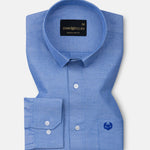 Paxrul Blue Plain Oxford Cotton Shirt - John Ellies