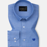 Paxrul Blue Plain Oxford Cotton Shirt - John Ellies