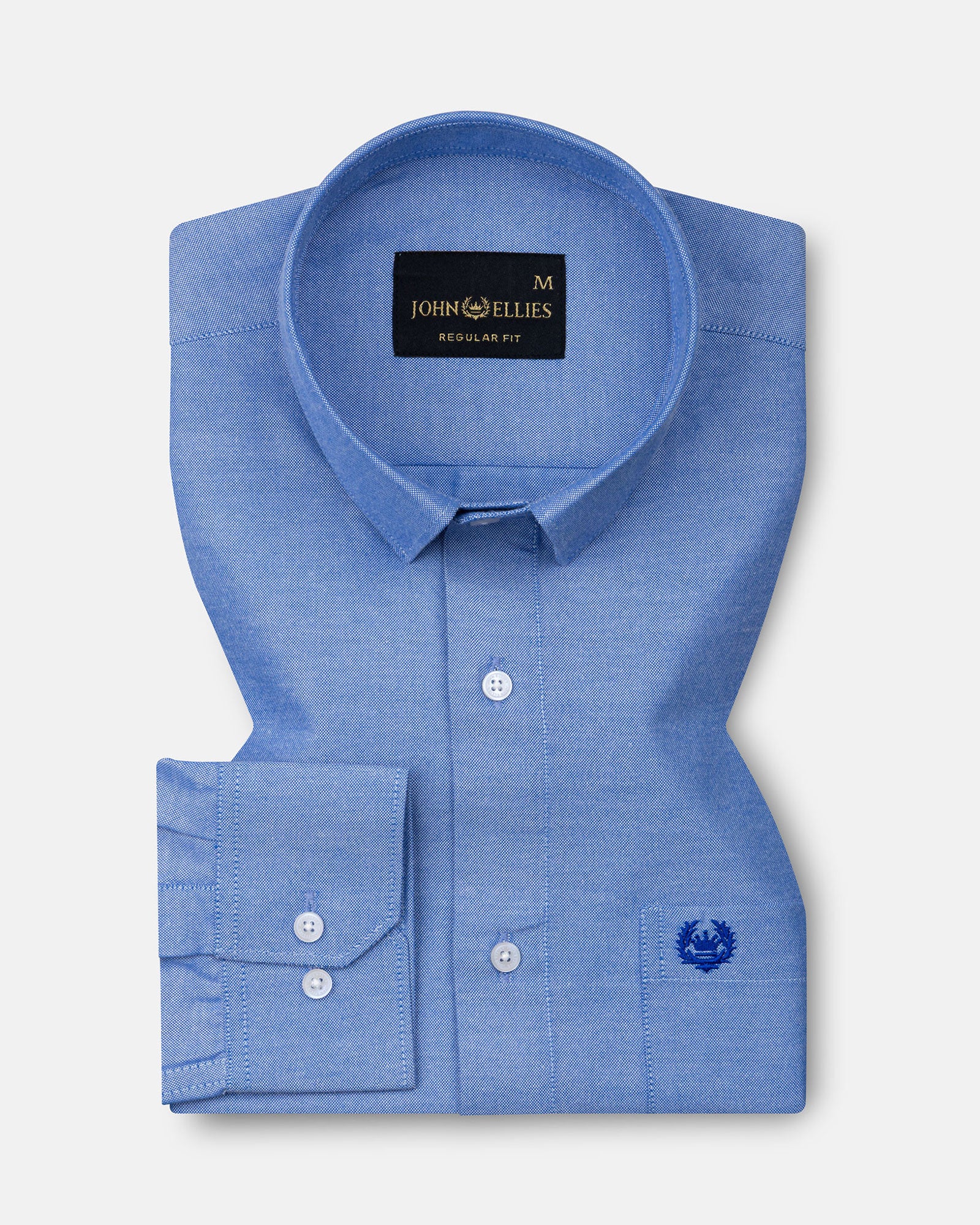 Paxrul Blue Plain Oxford Cotton Shirt - John Ellies