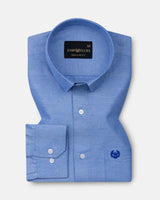 Paxrul Blue Plain Oxford Cotton Shirt