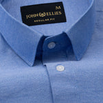 Paxrul Blue Plain Oxford Cotton Shirt - John Ellies