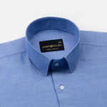 Paxrul Blue Plain Oxford Cotton Shirt - John Ellies