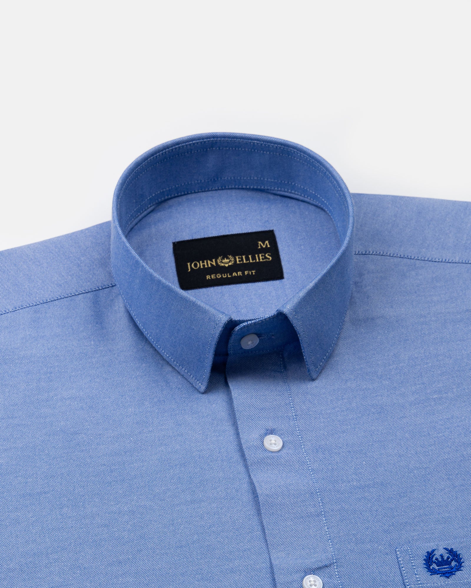 Paxrul Blue Plain Oxford Cotton Shirt - John Ellies