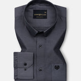 Paxrul Black Plain Oxford Cotton Shirt - John Ellies