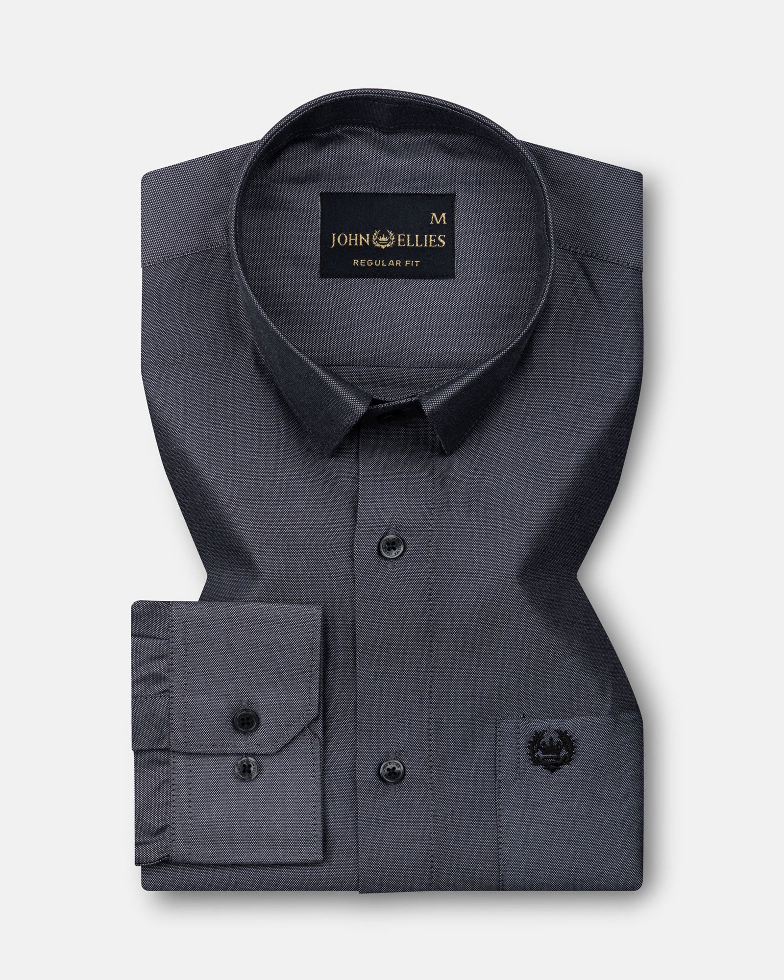 Paxrul Black Plain Oxford Cotton Shirt - John Ellies