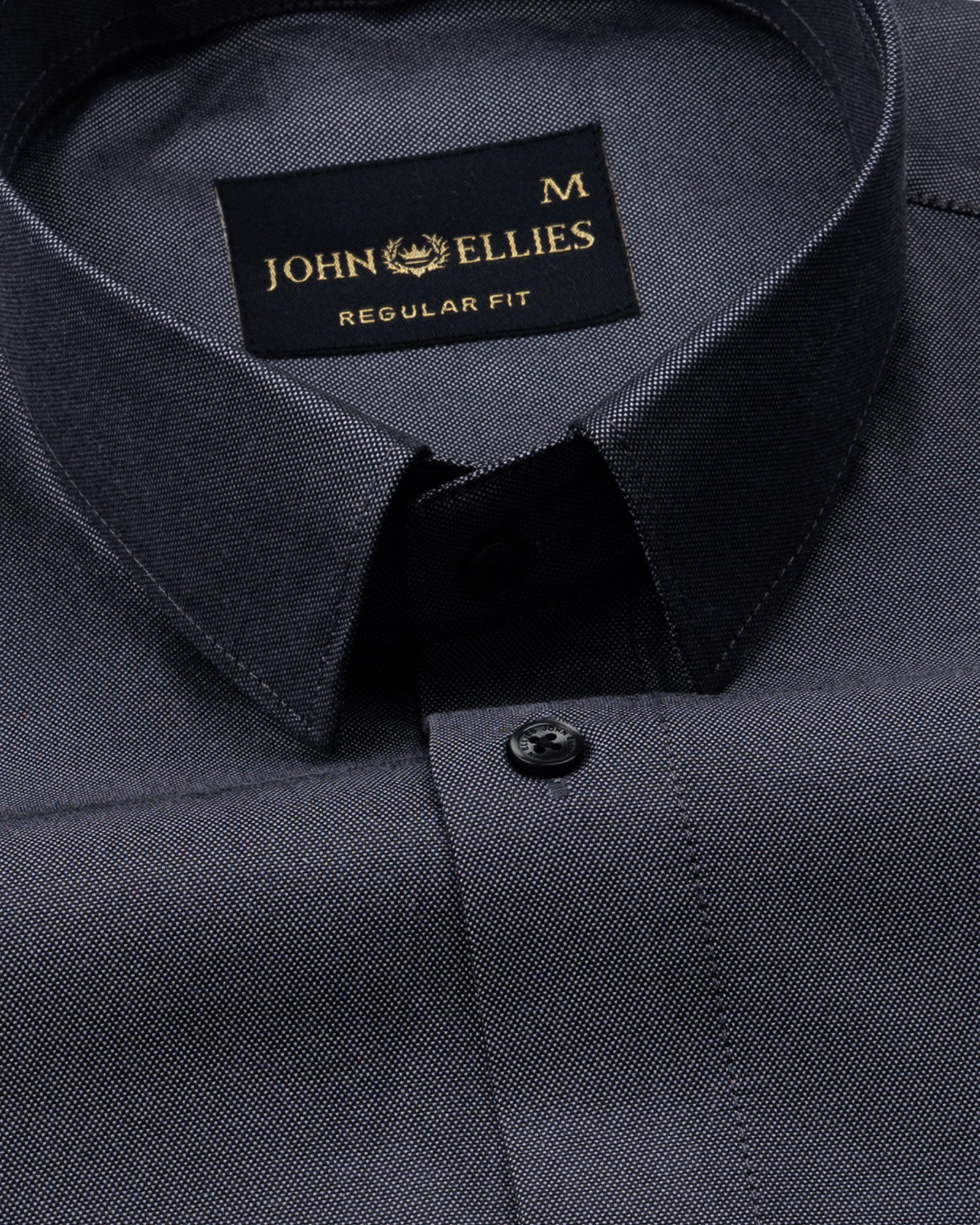 Paxrul Black Plain Oxford Cotton Shirt - John Ellies